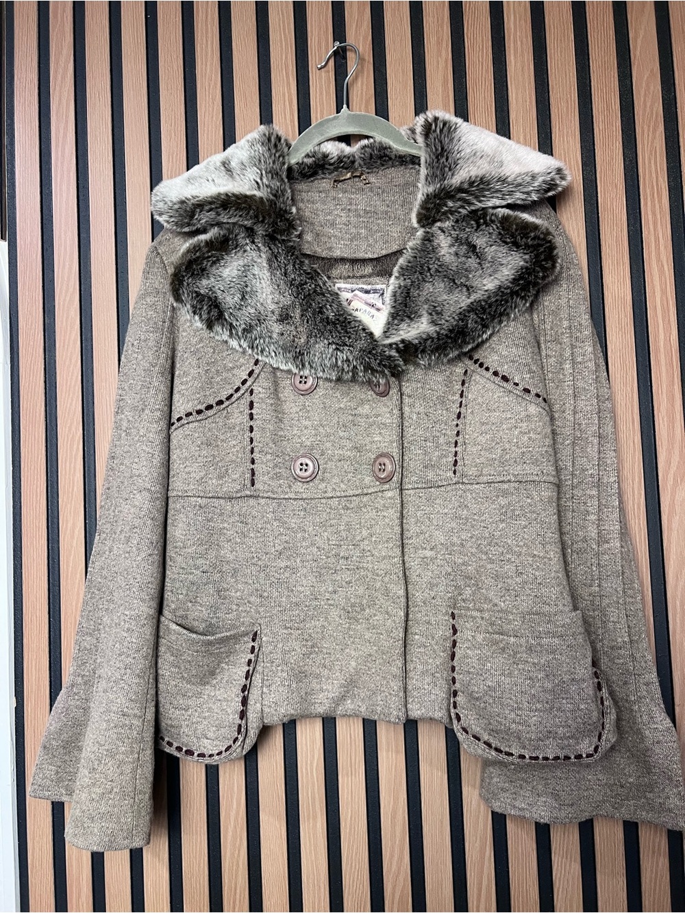 Paparazzi Faux Fur Collar Gray Jacket NWT VINTAGE
